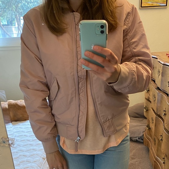 Light pink puffer bomber jacket - Picture 5 of 5